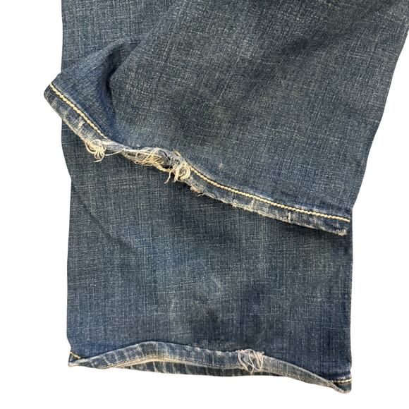 Seven7 Jeans Women’s Size 12 Bootcut Blue Denim Embroidered Pockets Distressed - Picture 3 of 10